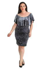 2210 Velvet Frill Top Midi Dress