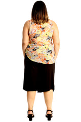 1706 Multi Floral Print Chiffon Vest