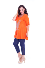 1316 Eagle Stud Button on Sleeve Top