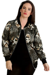 Floral Abstract Print Bomber Jacket
