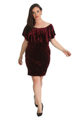2210 Velvet Frill Top Midi Dress