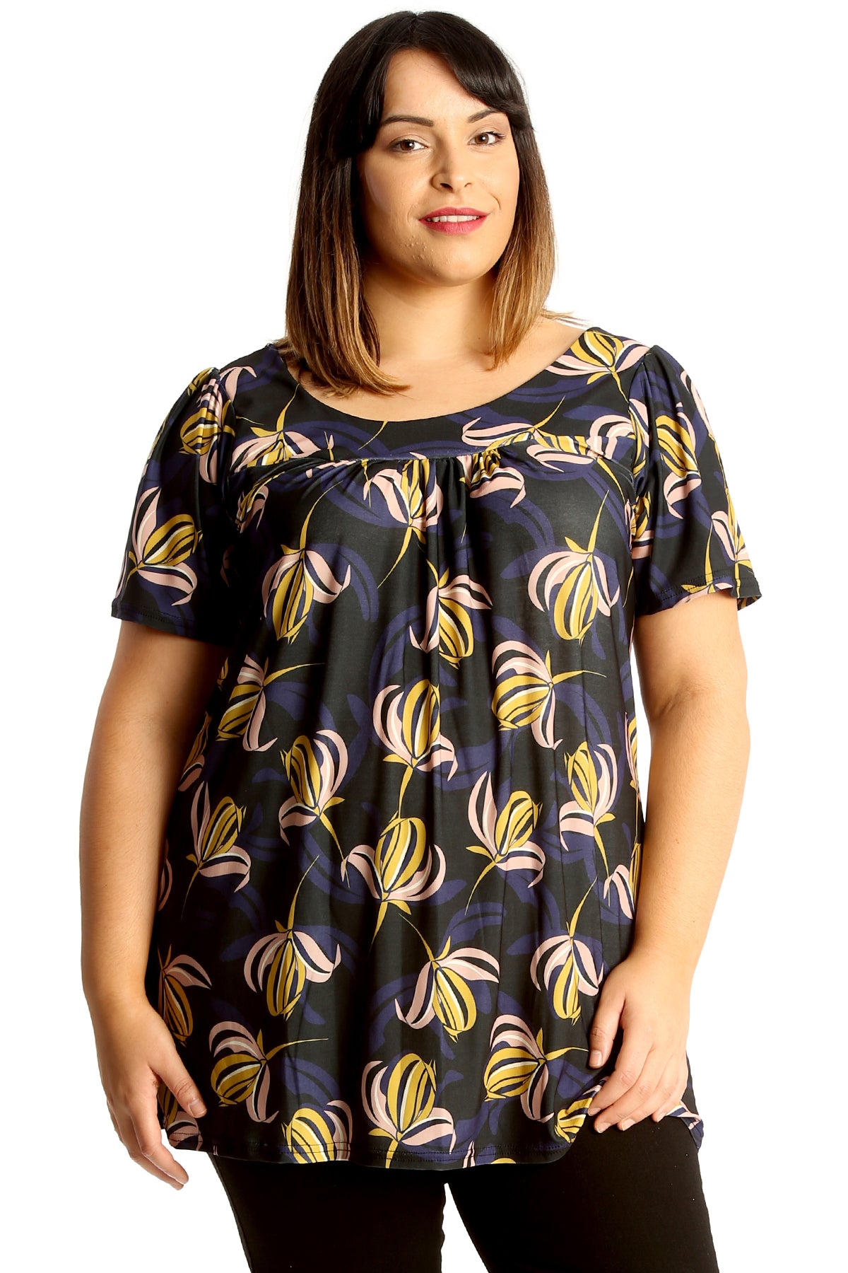 1719 Artsy Floral Print Smock Top