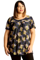 1719 Artsy Floral Print Smock Top