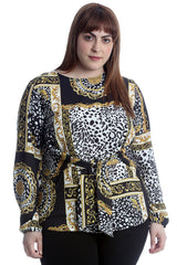 1540 Abstract Print Front Tie Top