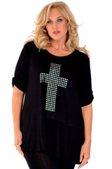 1109 Metallic Cross Stud Top