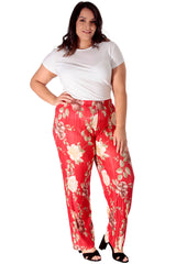 Floral Print Pleated Trousers
