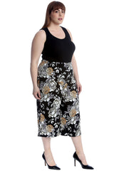 6090 Bold Floral Print Culottes