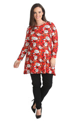 1436 Santa with Hat Print Swing Top