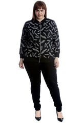 3247 Feather Print Bomber Jacket