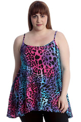 1539 Neon Leopard Print Swing Top