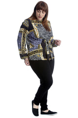 1540 Abstract Print Front Tie Top