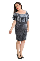 2210 Velvet Frill Top Midi Dress