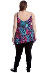 1539 Neon Leopard Print Swing Top