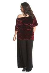 1590 Velvet Off Shoulder Top