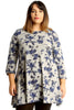 1674 Blue Floral Print Swing Top