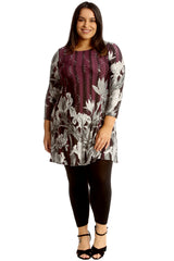 Floral Print Sequin Swing Top