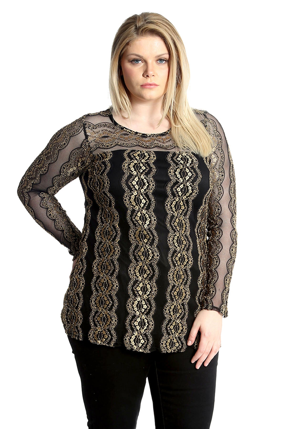 1562 Gold Frill Lace Top