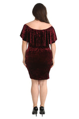 2210 Velvet Frill Top Midi Dress
