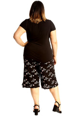 6139 Floral Leaf Print Culottes
