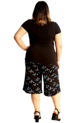6139 Floral Leaf Print Culottes