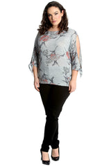 1180 Floral Print Cold Sleeve Top