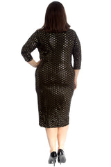 2212 Polka Dot Foil Midi Dress