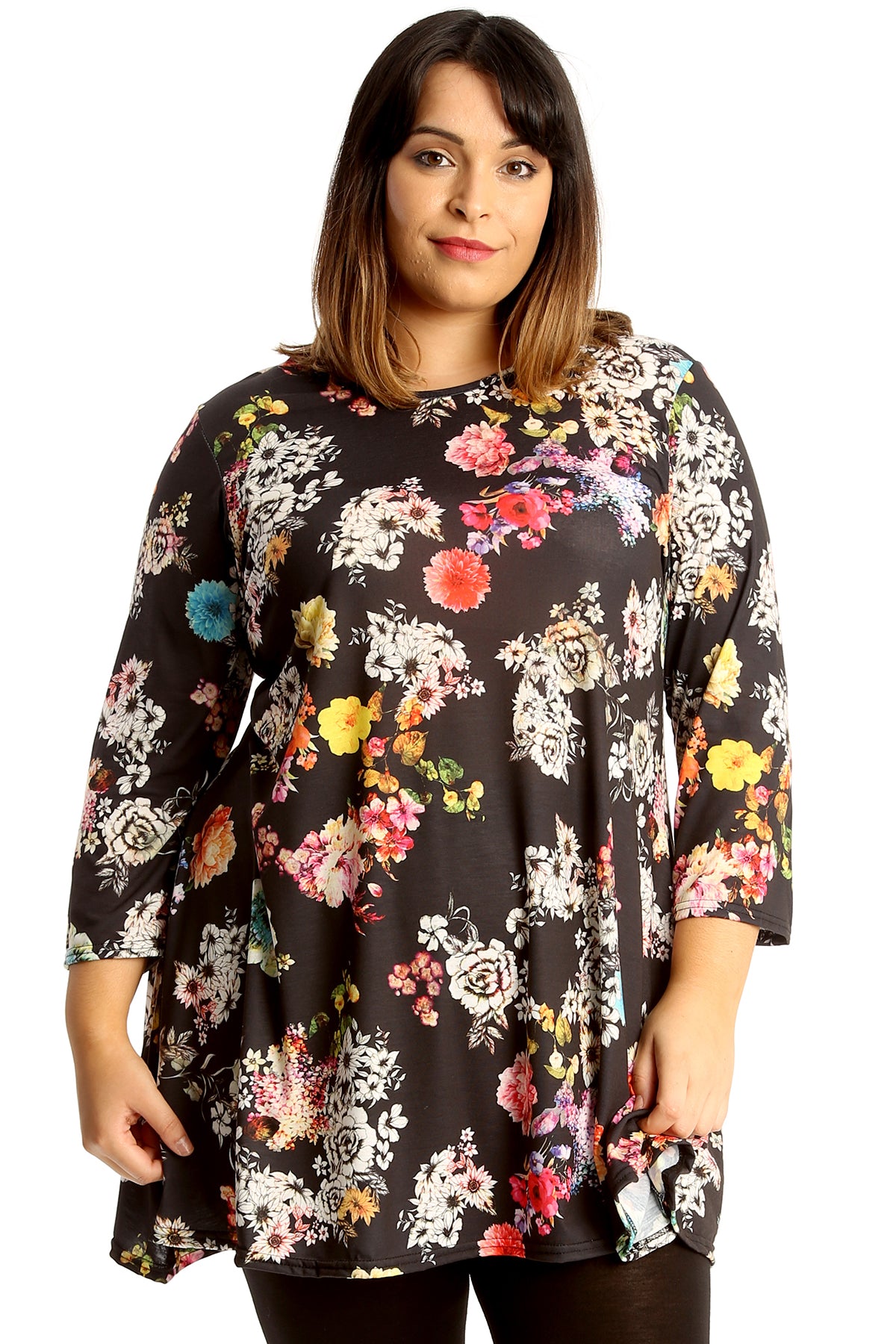 1679 Multi Floral Print Swing Top