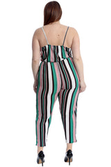 8045 Stripe Print Crossover Jumpsuit