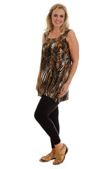 1175 Sleeveless Sequin Tiger Print Top