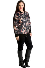3186 Leaf Print Bomber Jacket