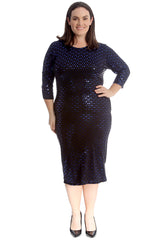 2212 Polka Dot Foil Midi Dress