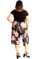 6132 Floral Print Crinkle Culottes