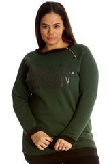 3124 No Glitter No Party Print Zip Sweatshirt