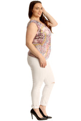 Crinkle Floral Print V Neck Top