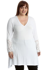 2261 Lace Sleeve V Neck Tunic Dress