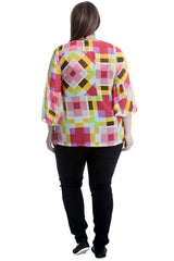 1543 Abstract Print Chiffon Blouse
