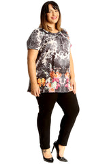 1711 Floral Fruit Print Smock Top