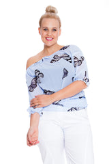 1307 Chiffon Butterfly Batwing Top