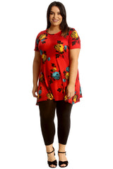 Wide Floral Print Swing Top