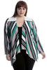 3243 Crepe Stripe Print Zip Detail Cardigan