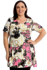 1722 Tassel & Chain Print Swing Top