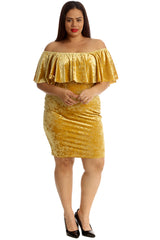 2210 Velvet Frill Top Midi Dress