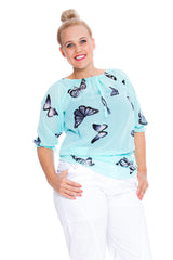 1307 Chiffon Butterfly Batwing Top
