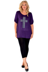 1109 Metallic Cross Stud Top
