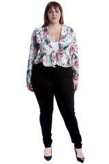 3252 Floral Print Frill Shrug
