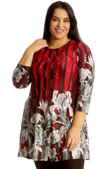 Floral Print Sequin Swing Top