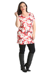 1430 Santa Print Tunic Top