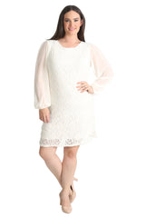 2208 Chiffon Sleeve Lace Dress