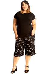 6139 Floral Leaf Print Culottes