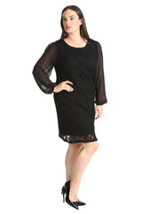2208 Chiffon Sleeve Lace Dress